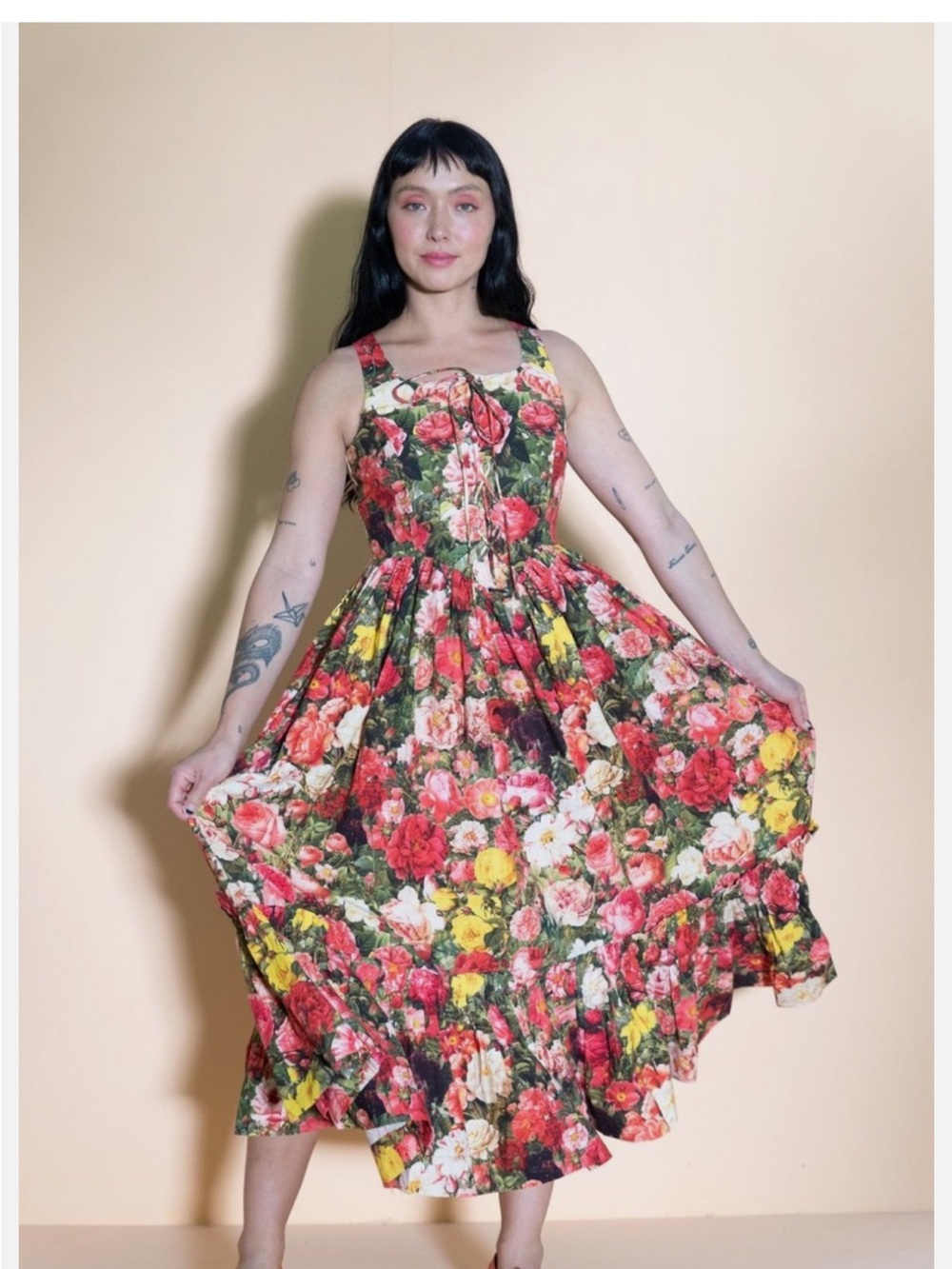 Samantha Pleet Antigone Dress Rose Banquet Print Corset Maxi 18